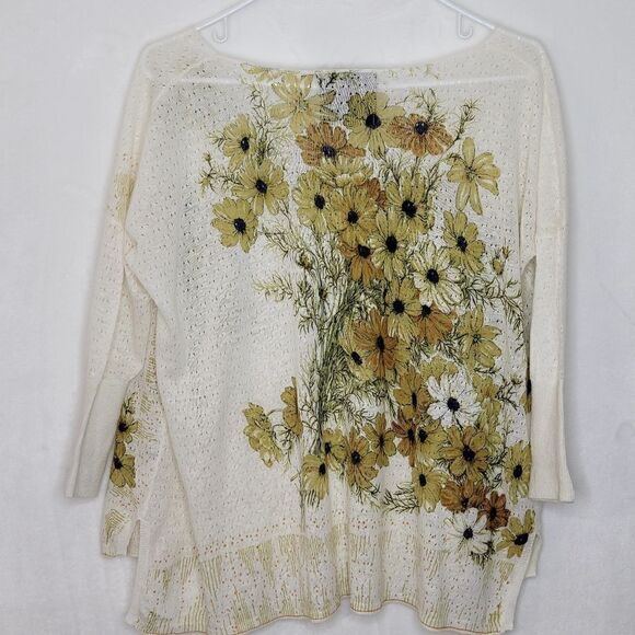 Guinevere Linen Cotton Floral Oversized Top Size XS - Picture 2 of 9
